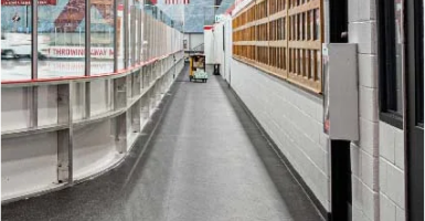 A view of hockey rink flooring 