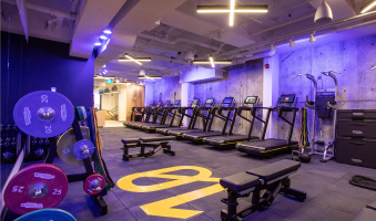 An upscale fitness facility interior 